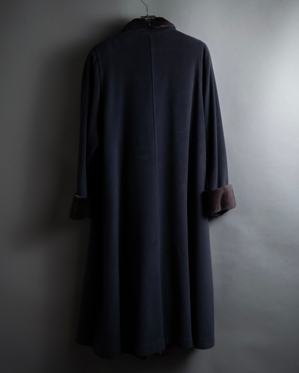 "Junko Yamamoto" Fur-trimmed design long cashmere blend coat