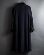 "Junko Yamamoto" Fur-trimmed design long cashmere blend coat