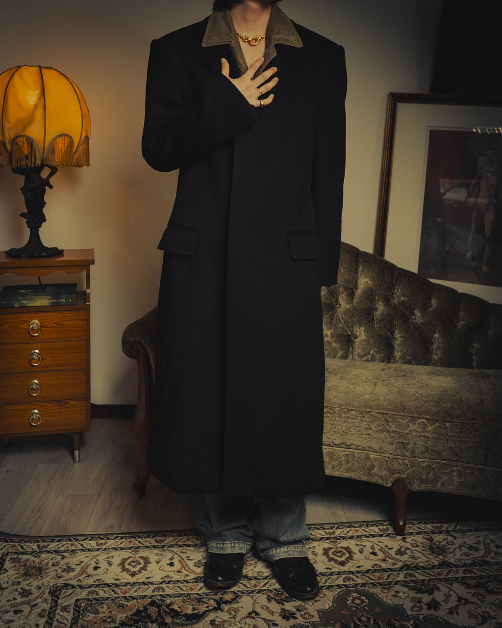 –SPECIAL– “GUCCI” 90’s Tom Ford era concealed-front wool long chester coat