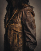 -SPECIAL- “Rick Owens” 00’s Washed lamb leather rib sleeve jacket