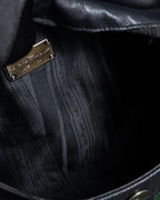 "Salvatore Ferragamo" Gancini reconstructed design shrink leather bag