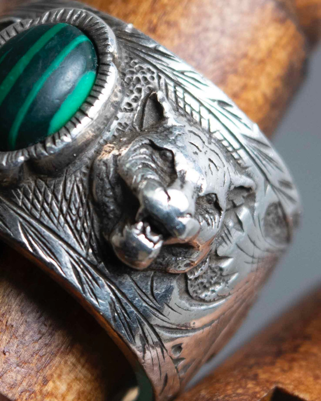 "GUCCI" Double tiger head motif silver ring