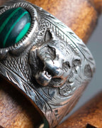 "GUCCI" Double tiger head motif silver ring