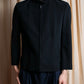 “ISSEY MIYAKE”  Chin belt designed stand collar jacket