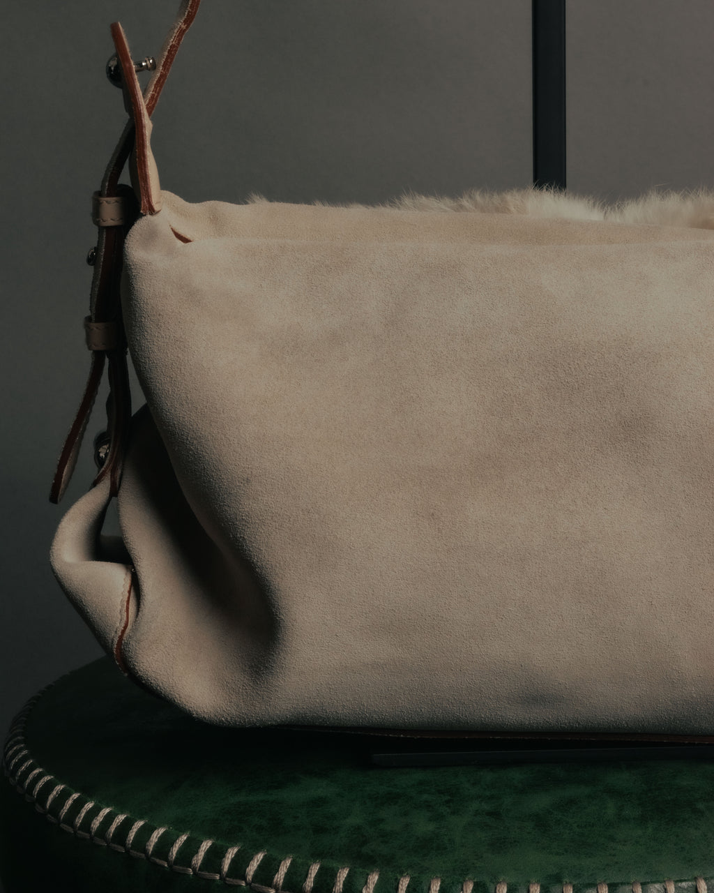 “Salvatore Ferragamo” 00’s Fur panel suede shoulder bag