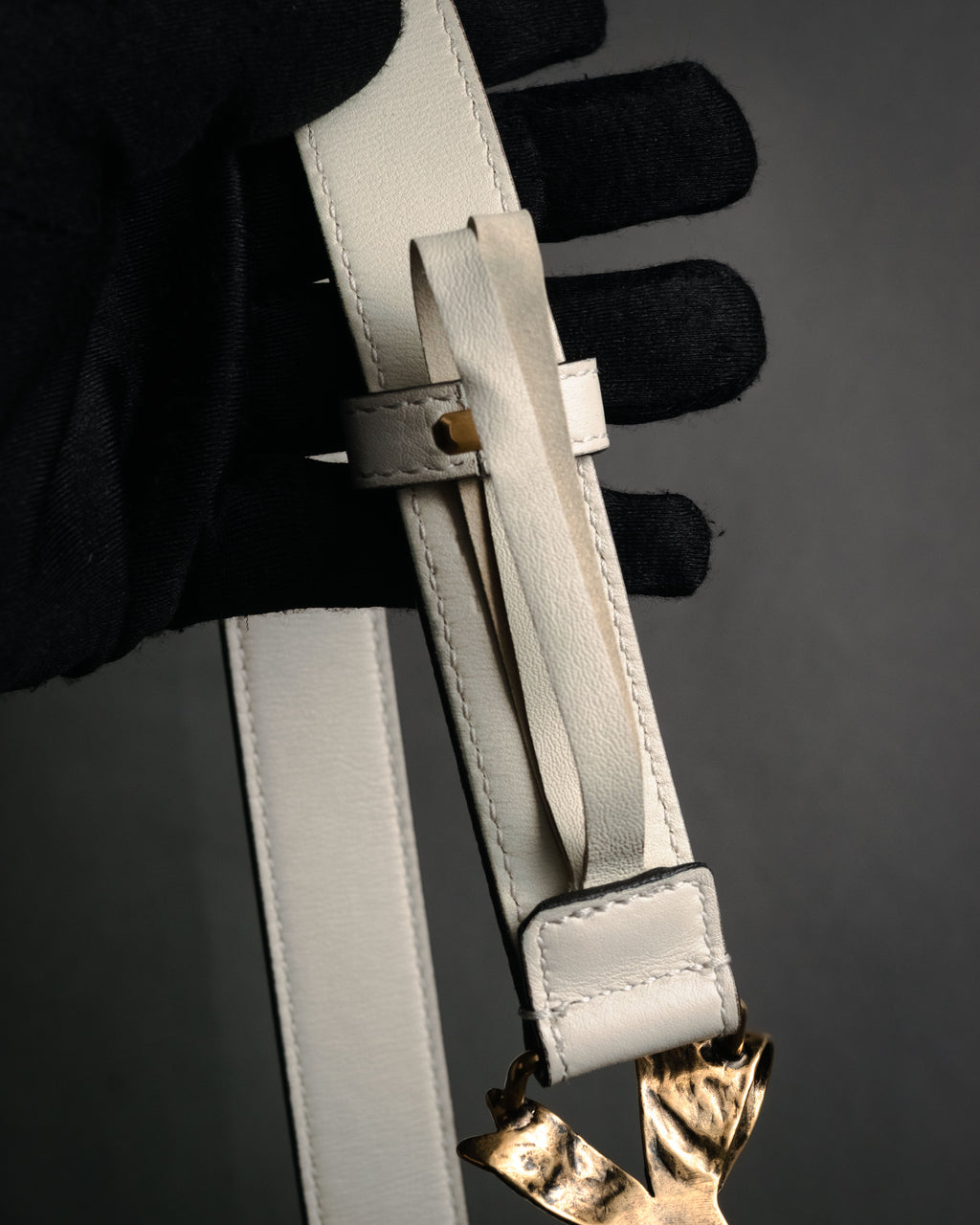 –SPECIAL– “GUCCI” Michele period Ribbon pearl embellished leather belt