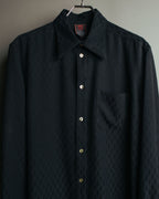 "Jean Paul Gaultier Classique" 90's Geometric jacquard total-pattern shirt with shell buttons