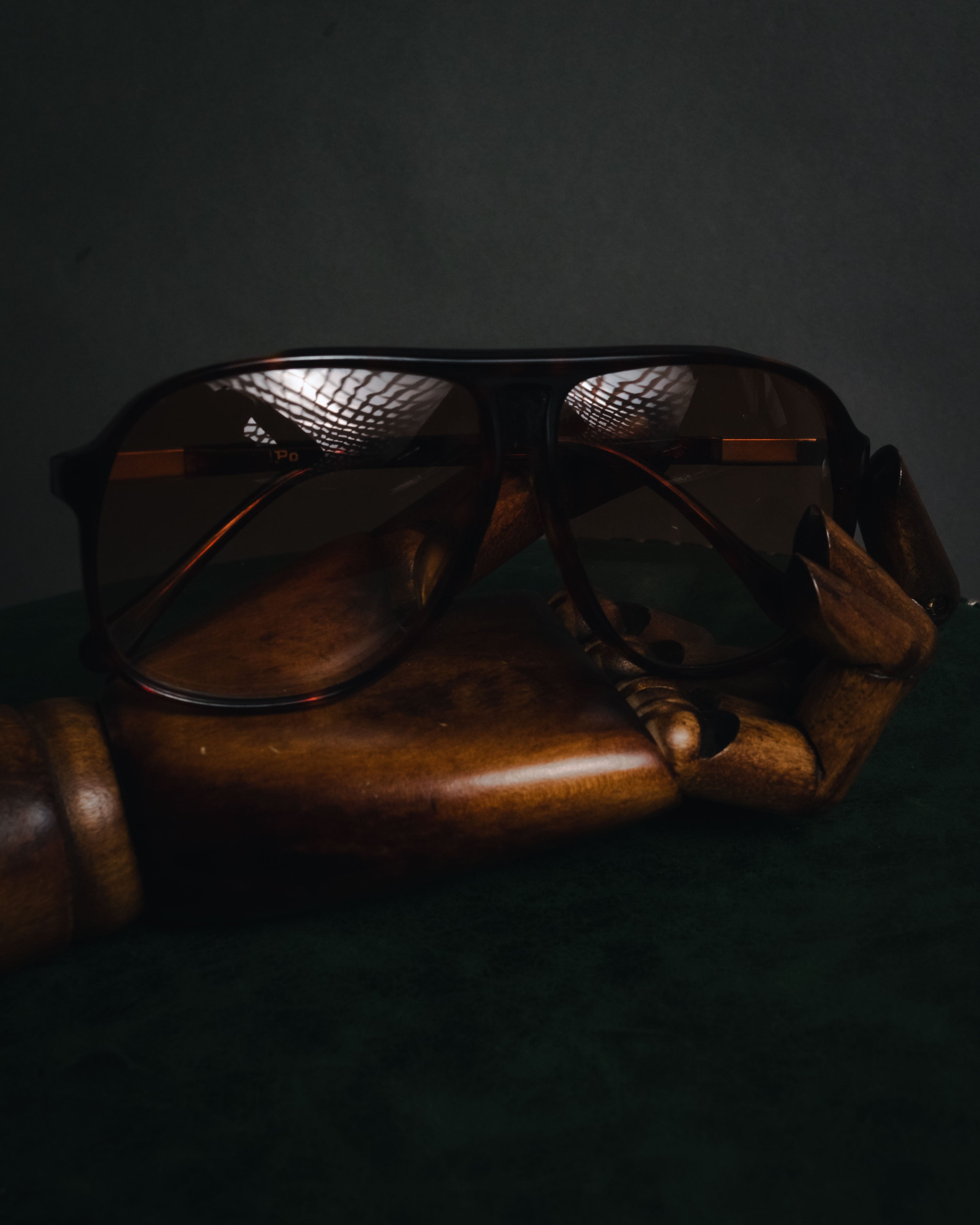 "Polo Ralph Lauren" 85’s-95’s Tortoiseshell aviator logo temples sunglasses