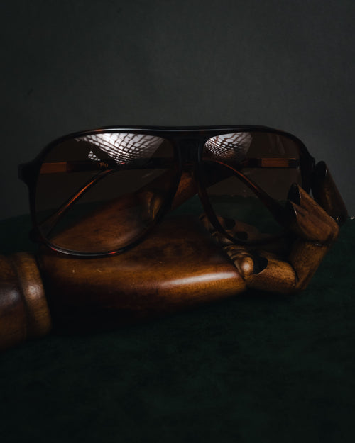 "Polo Ralph Lauren" 85’s-95’s Tortoiseshell aviator logo temples sunglasses