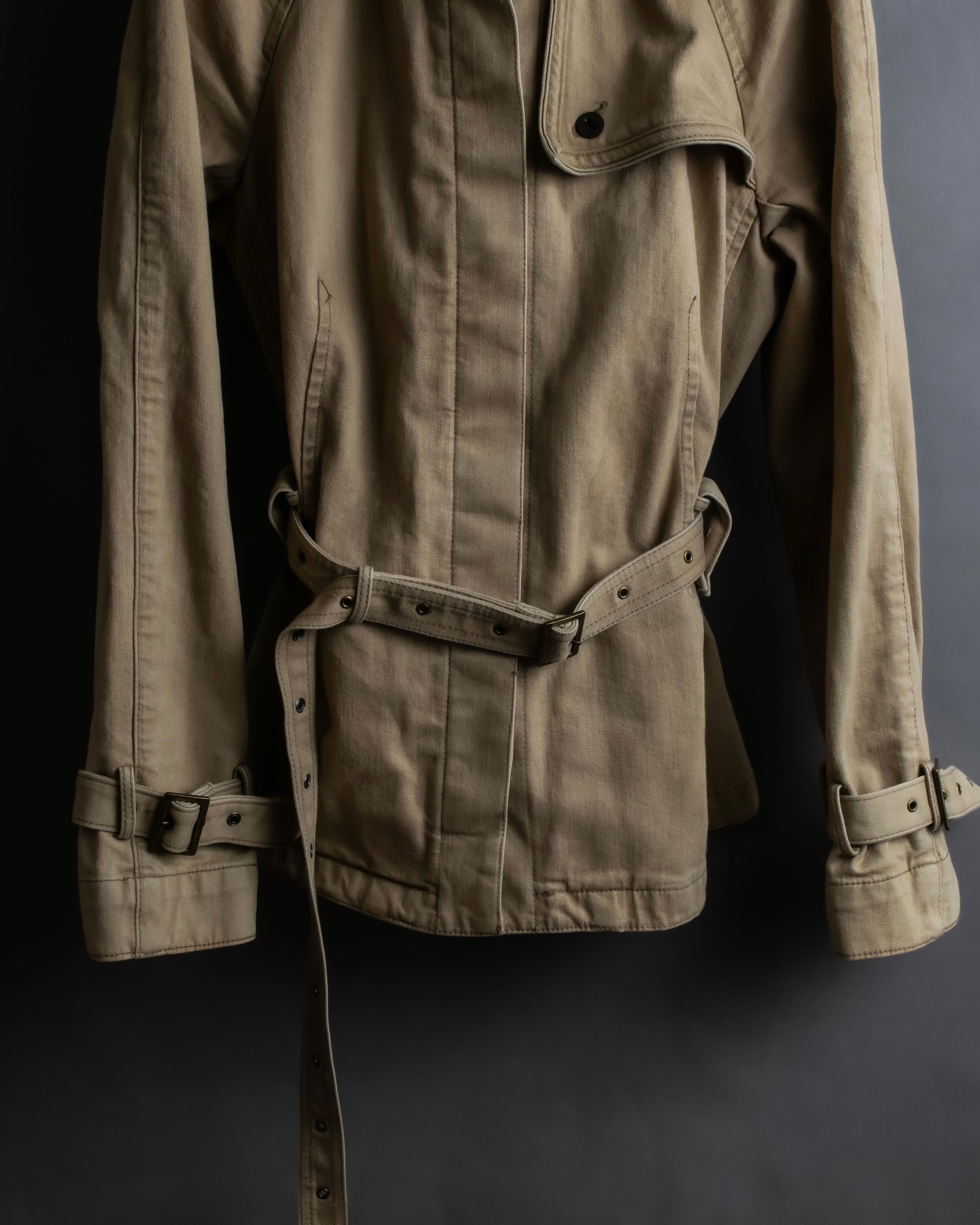 "BURBERRY" Selvedge denim trench detail jacket
