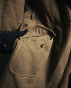 “LOEWE” 70’s-early 90’s Suede shearling belted long coat
