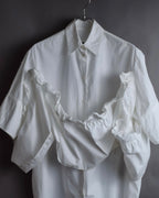 "MM6 MAISON MARGIELA" 20SS Frilled overlay cotton hybrid shirt