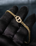 “Christian Dior” CD motif gold chain bracelet