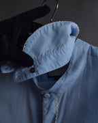 "GUCCI" Lace border design saxe blue shirt