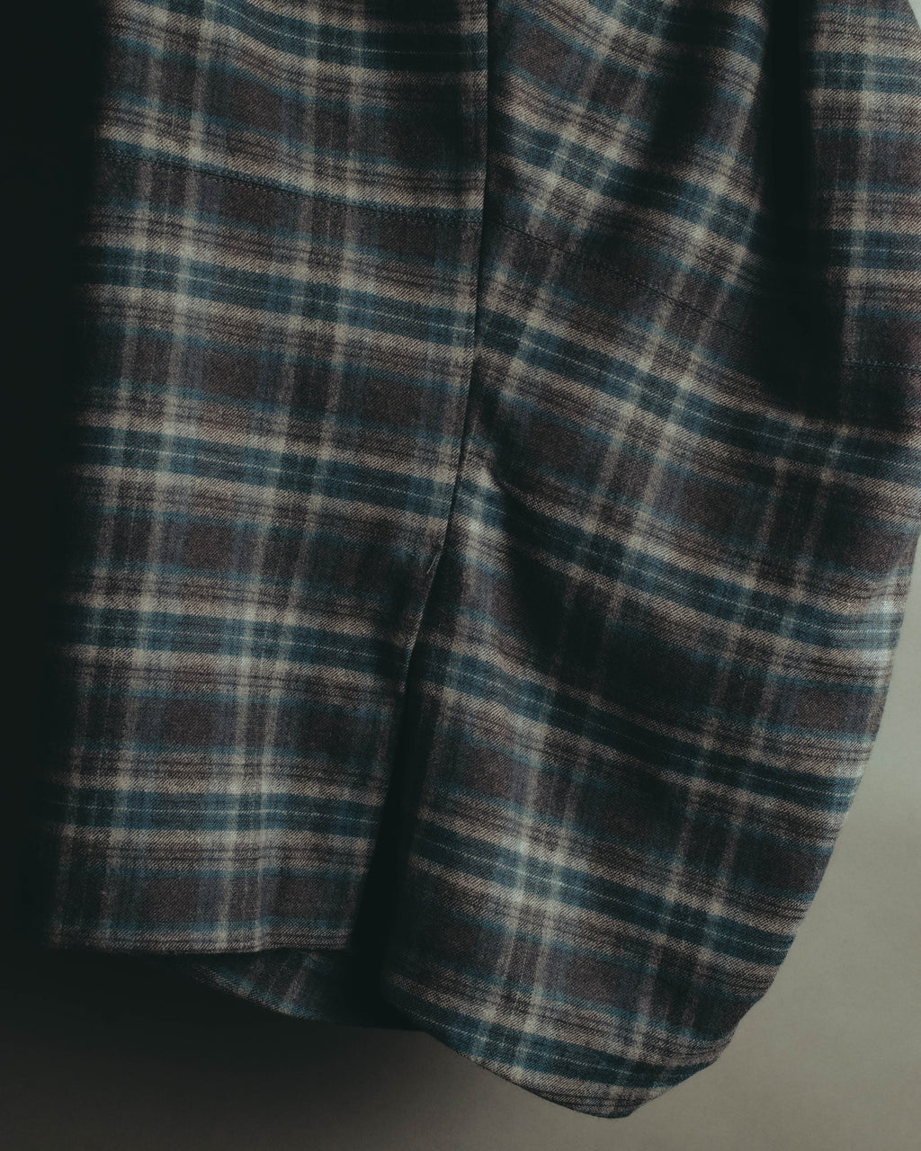 "BRUNELLO CUCINELLI" Late 90's-early 10's Soft wool plaid draped skirt