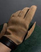 "LOEWE" Logo engraved combination leather gloves