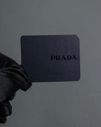 "PRADA" Logo engraved metal plate design leather bracelet
