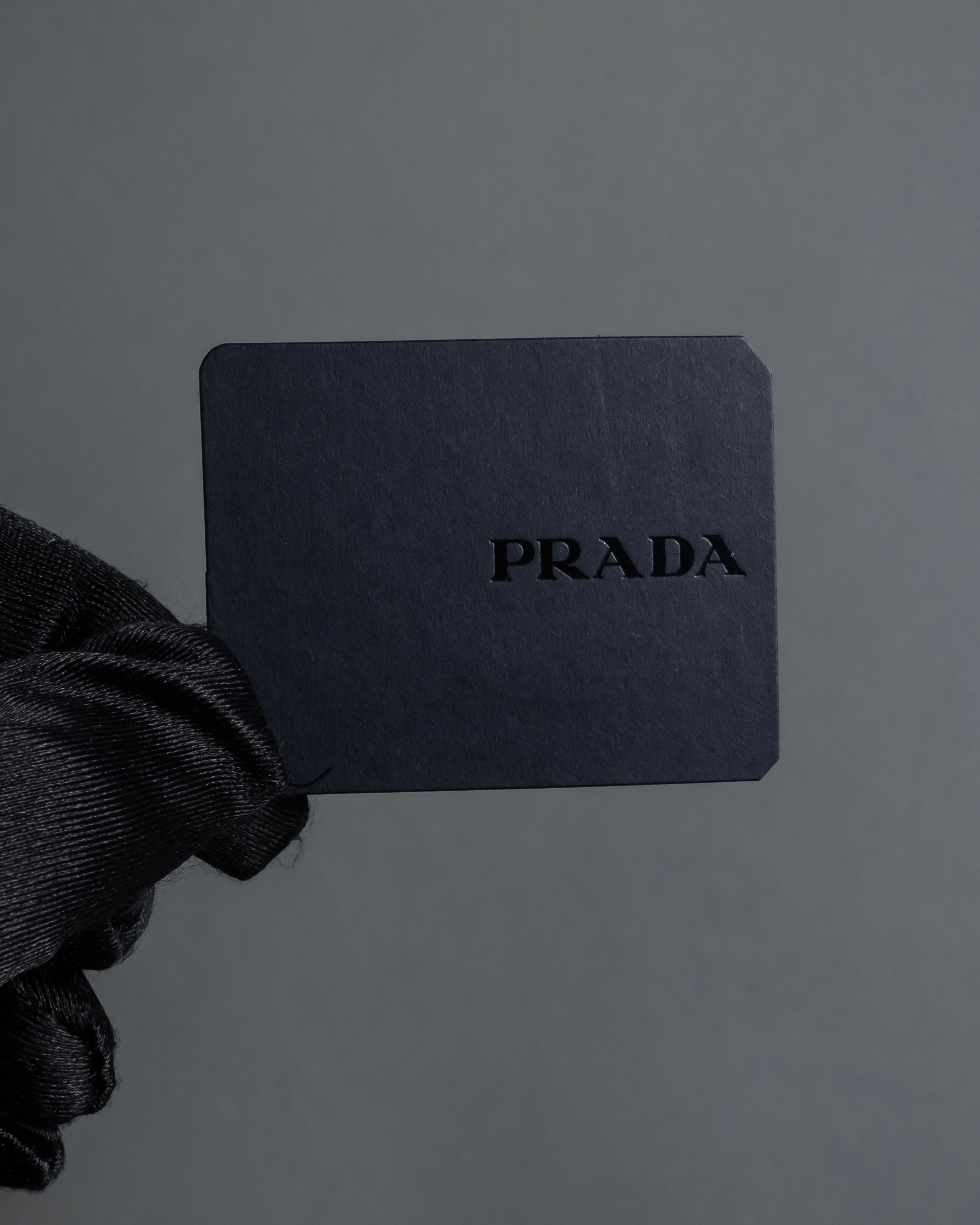 "PRADA" Logo engraved metal plate design leather bracelet