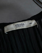 "PRADA" Gathered ribbon design puff sleeve dress