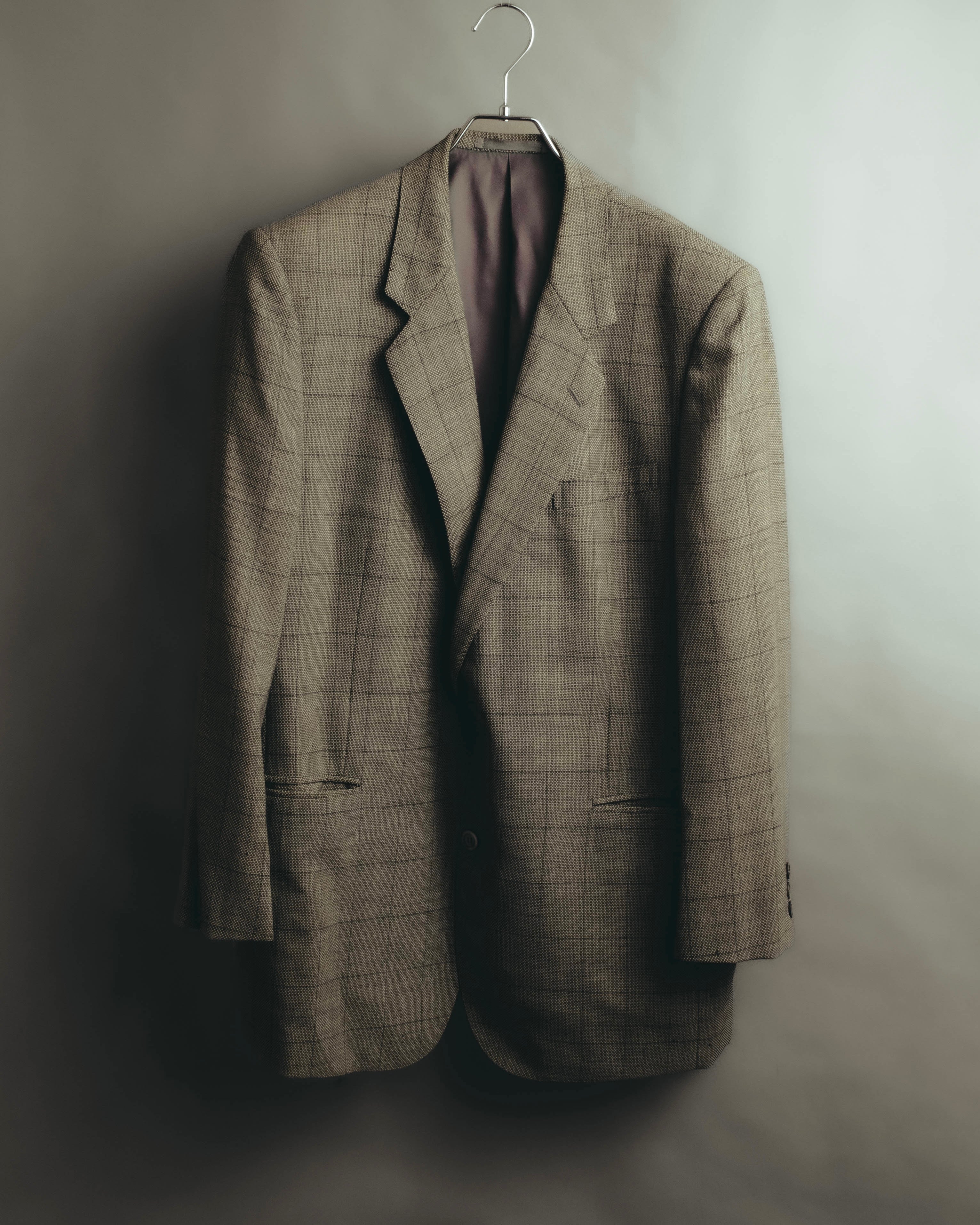 "Pierre Balmain" 80's-90's Windowpane check wool blazer