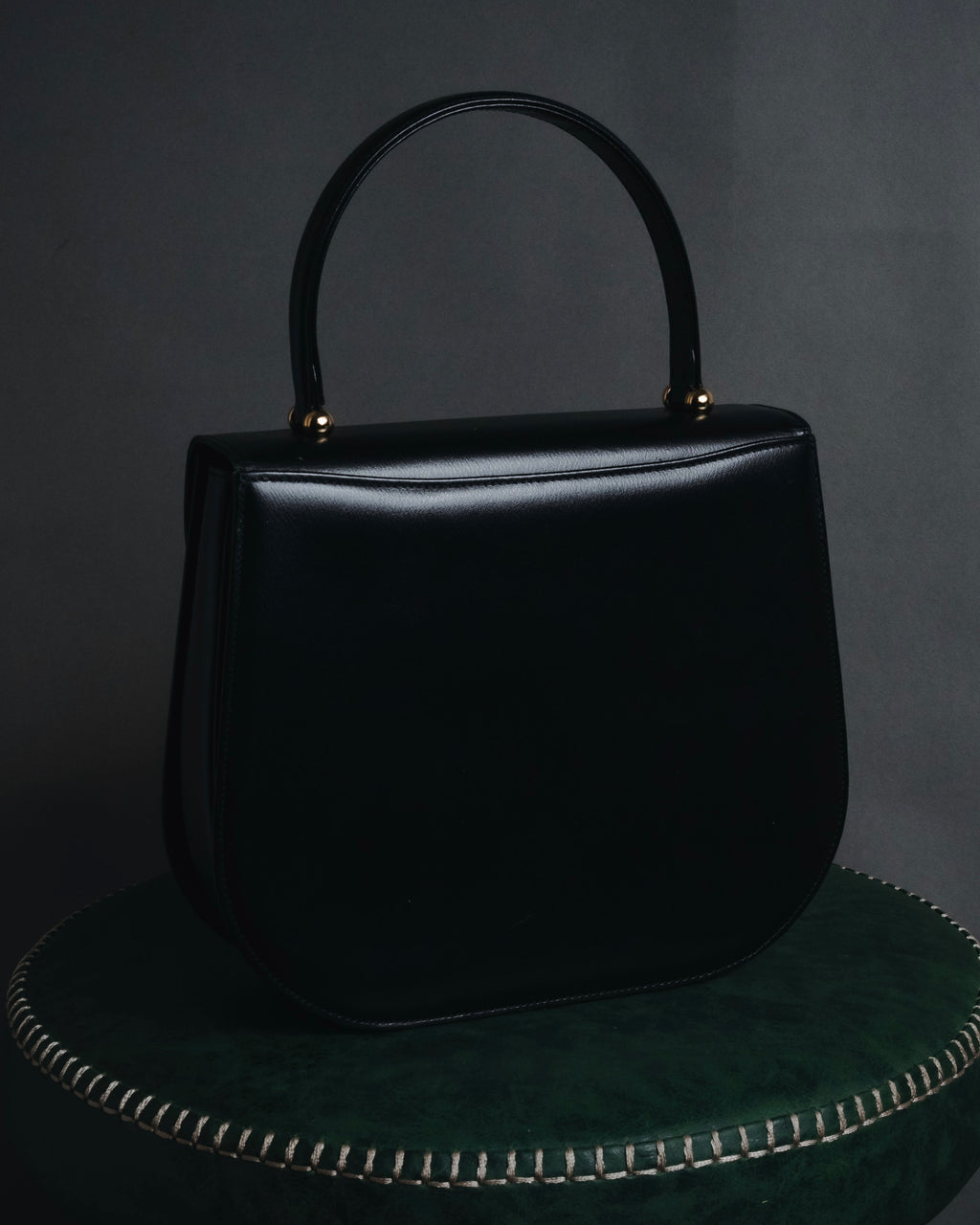 "PIERRE BALMAIN" 80’s-90’s box calf gold bar top handle bag