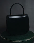 "PIERRE BALMAIN" 80’s-90’s box calf gold bar top handle bag