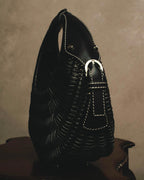 -SPECIAL- “Salvatore Ferragamo” 90’s-00’s Woven leather half moon handle bag