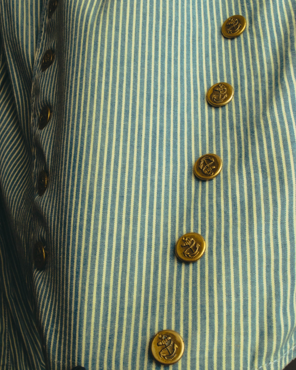 -SPECIAL- "Ralph Lauren" 00's Hickory stripe cotton double-breasted marine jacket
