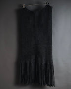 "GUCCI" 2010-11AW ribbed zip-front fringe knit vest