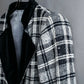 "YVES SAINT LAURENT" Monotone Madras check pattern shaped tailored jacket