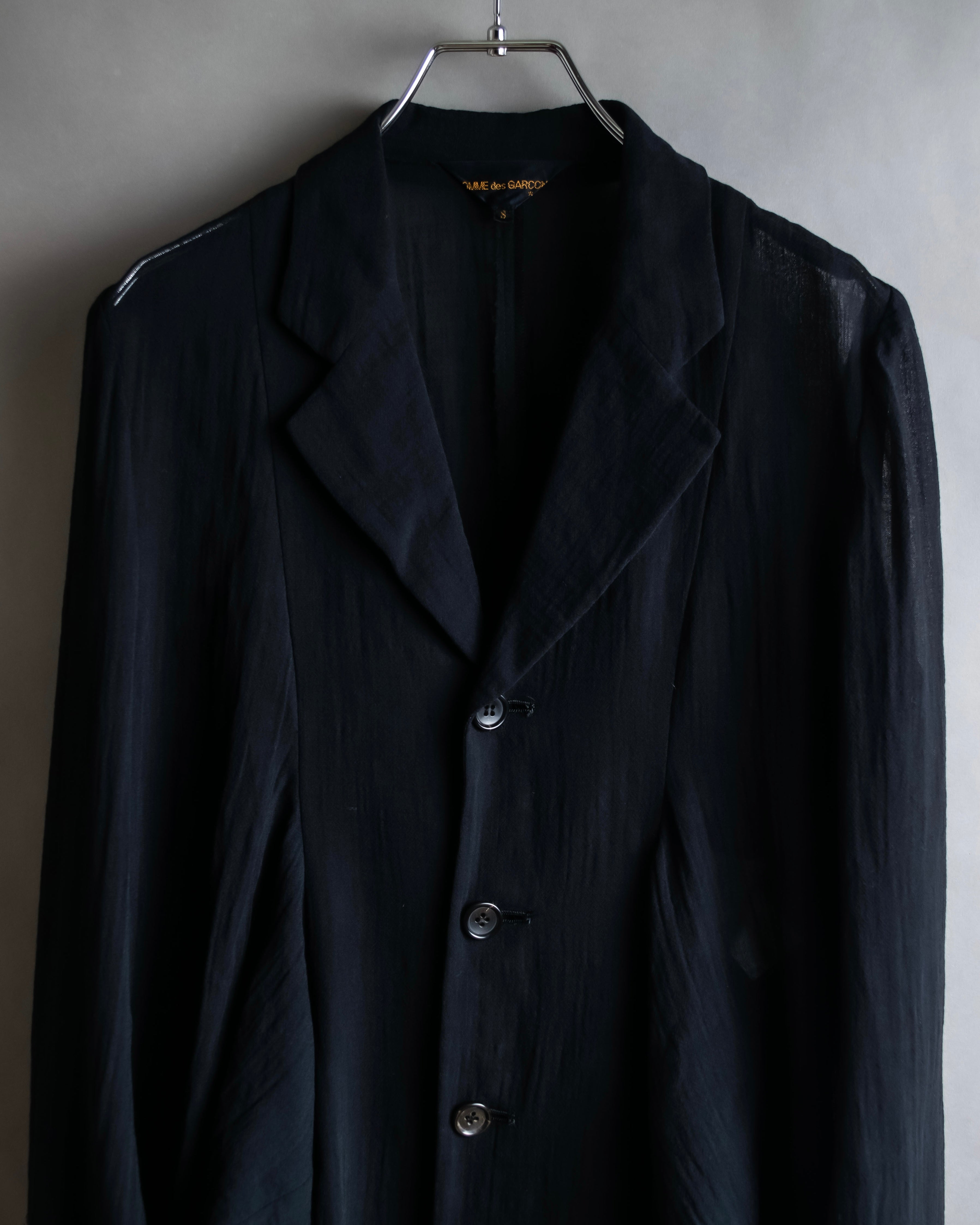 "COMME des GARCONS" 99SS sheer drape docking detail tailored jacket