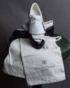 "BALENCIAGA" Two-tone fringe design leather golf shoes