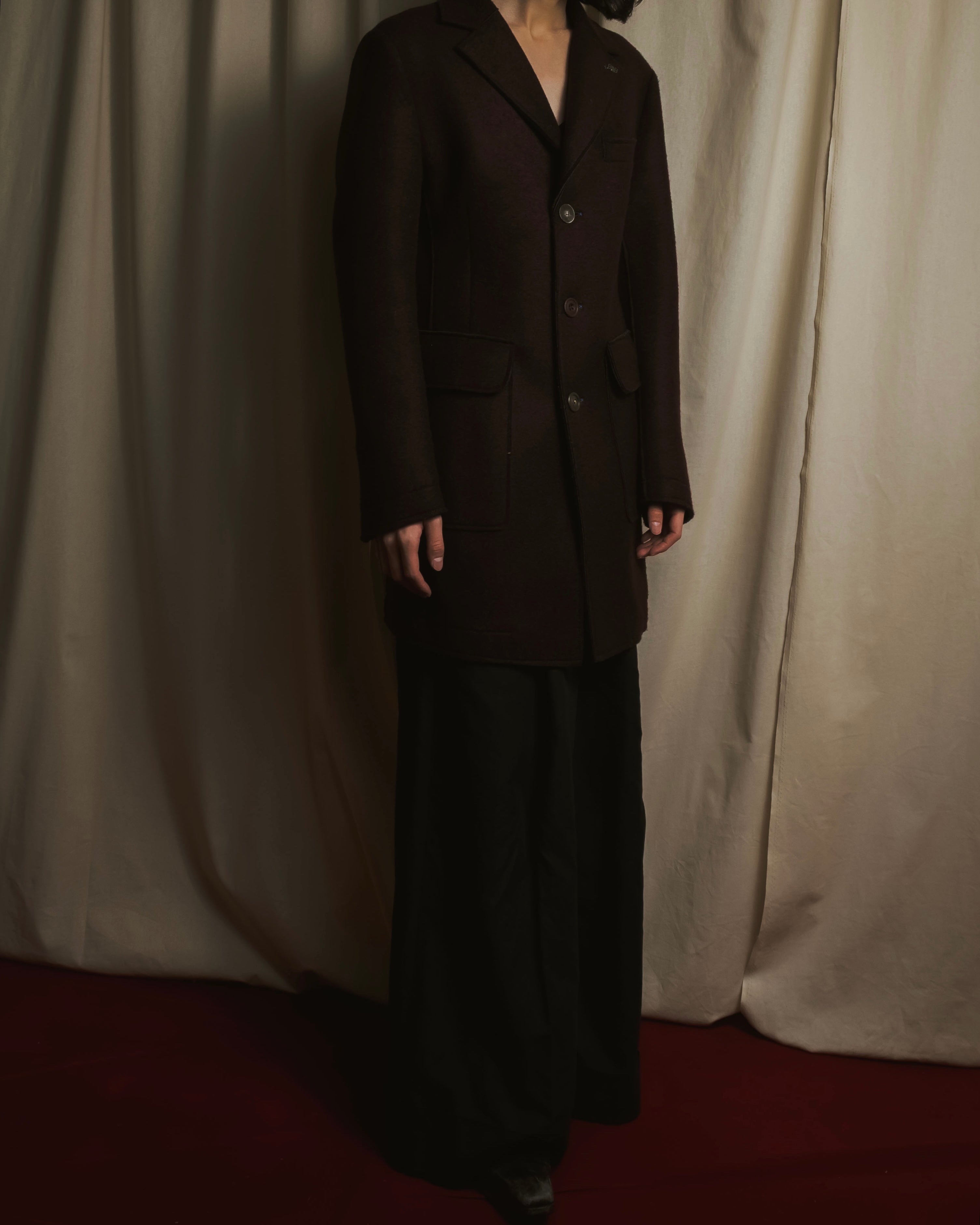 Abrigo de lana cepillada de un solo botón "BOB"