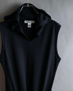 "Christian Dior" Satin ribbon waist detail hooded dress