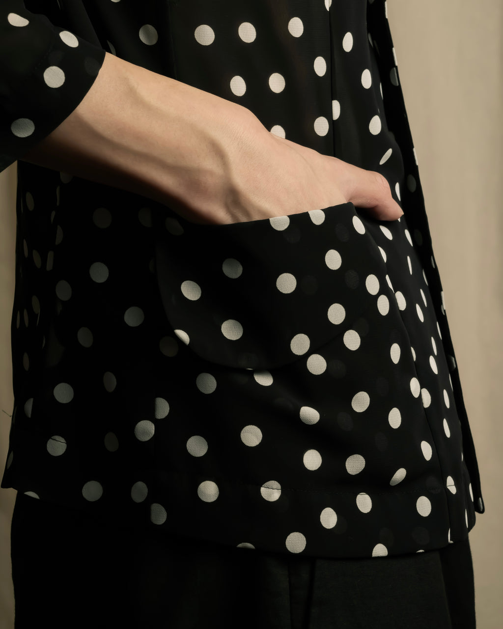 "robe de chambre COMME des GARCONS" 2002SS White dot pattern open collar shirt