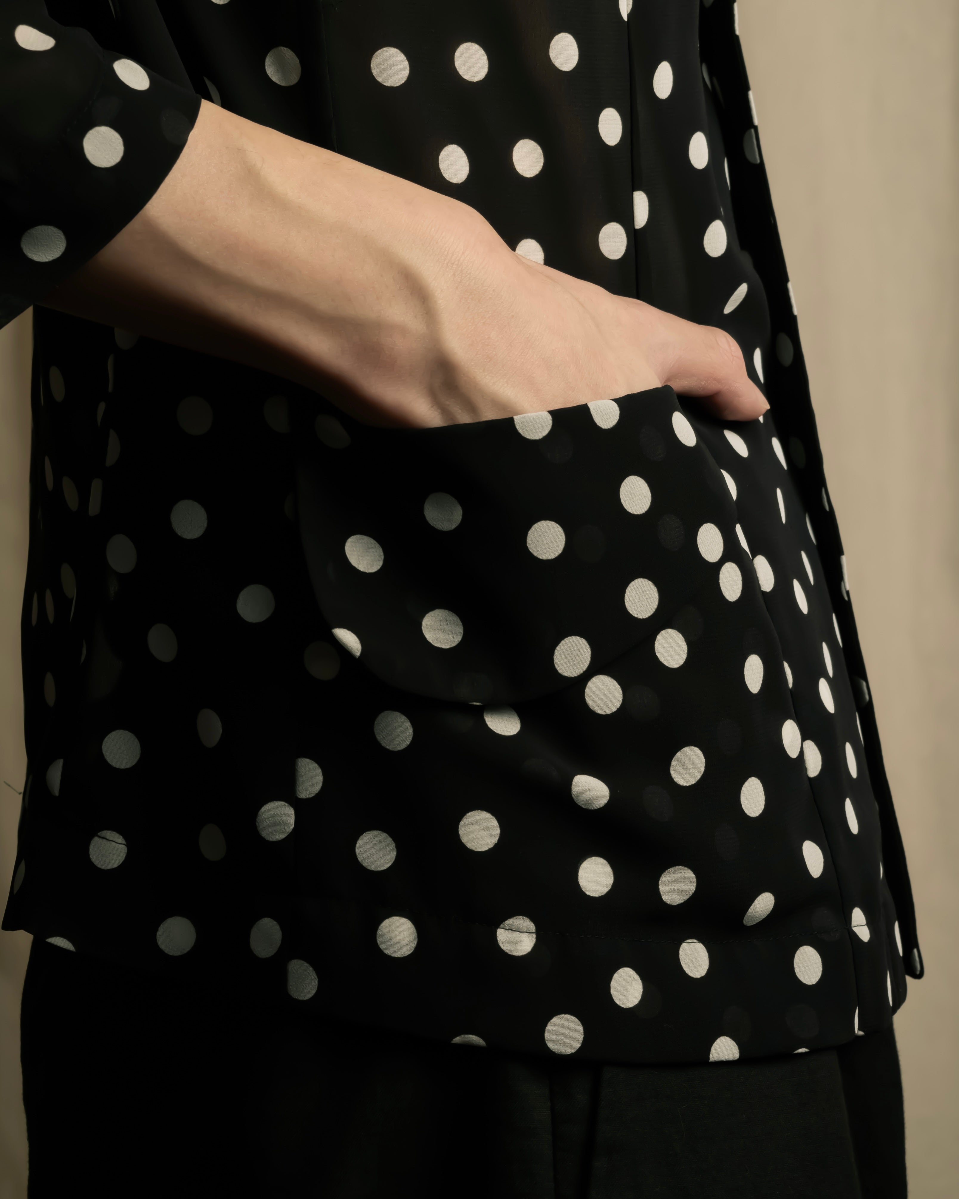 "robe de chambre COMME des GARCONS" 2002SS White dot pattern open collar shirt