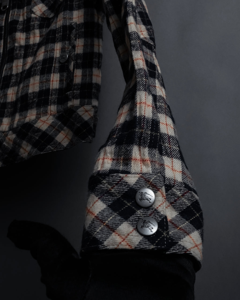 "BURBERRY Blue Label" Layered docking design hooded zip jacket