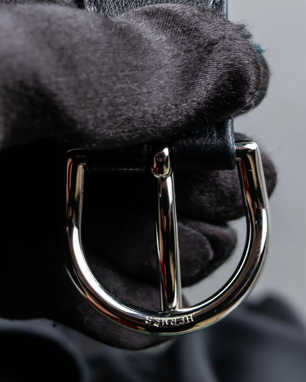 "HERMES" Silk cloth docking leather waist mark belt