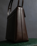 "GIVENCHY MAROQUINERIE" Trapezoidal brown leather one-handle bag