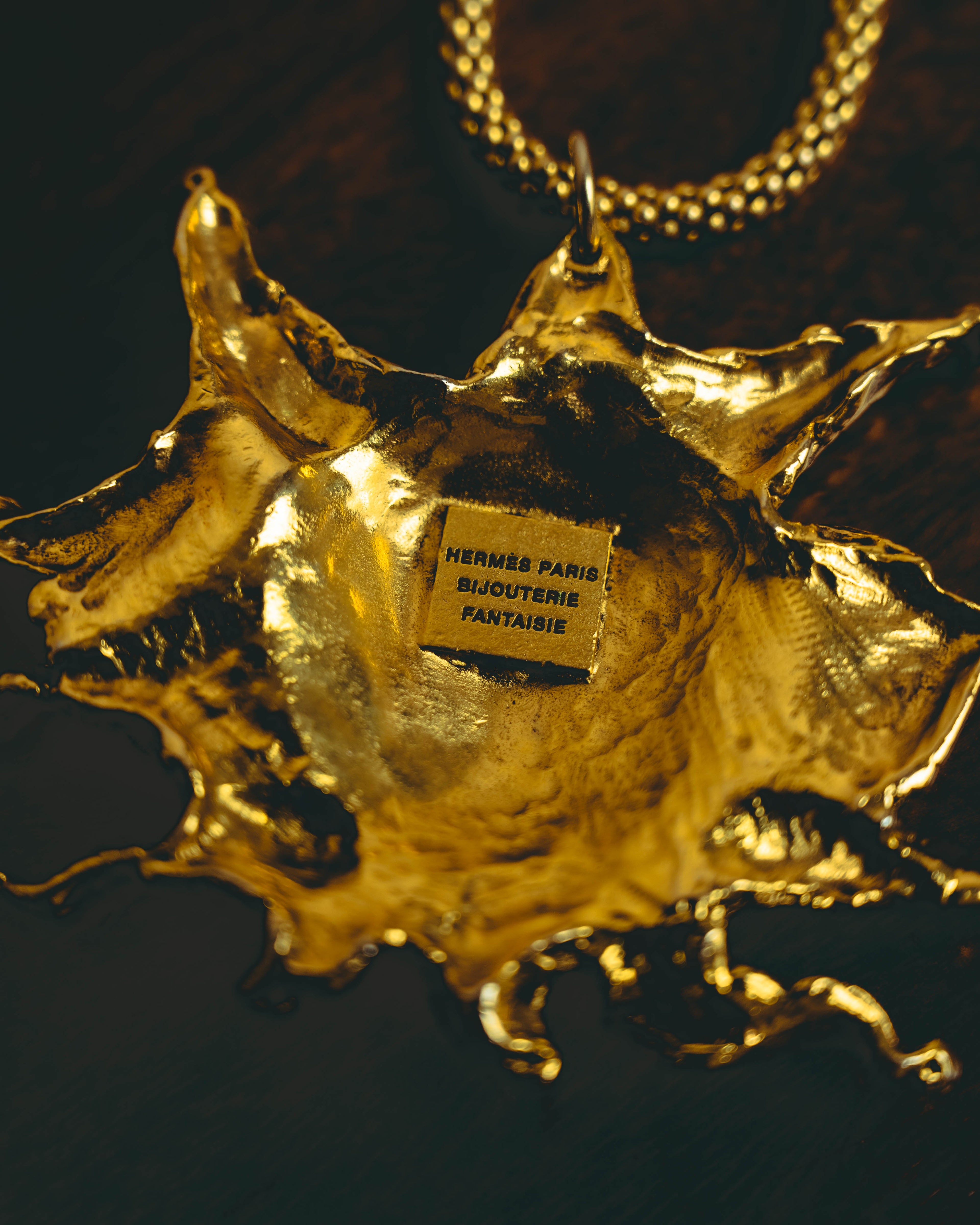 -SPECIAL- “HERMÈS” 90’s Sun face sculptural pendant necklace