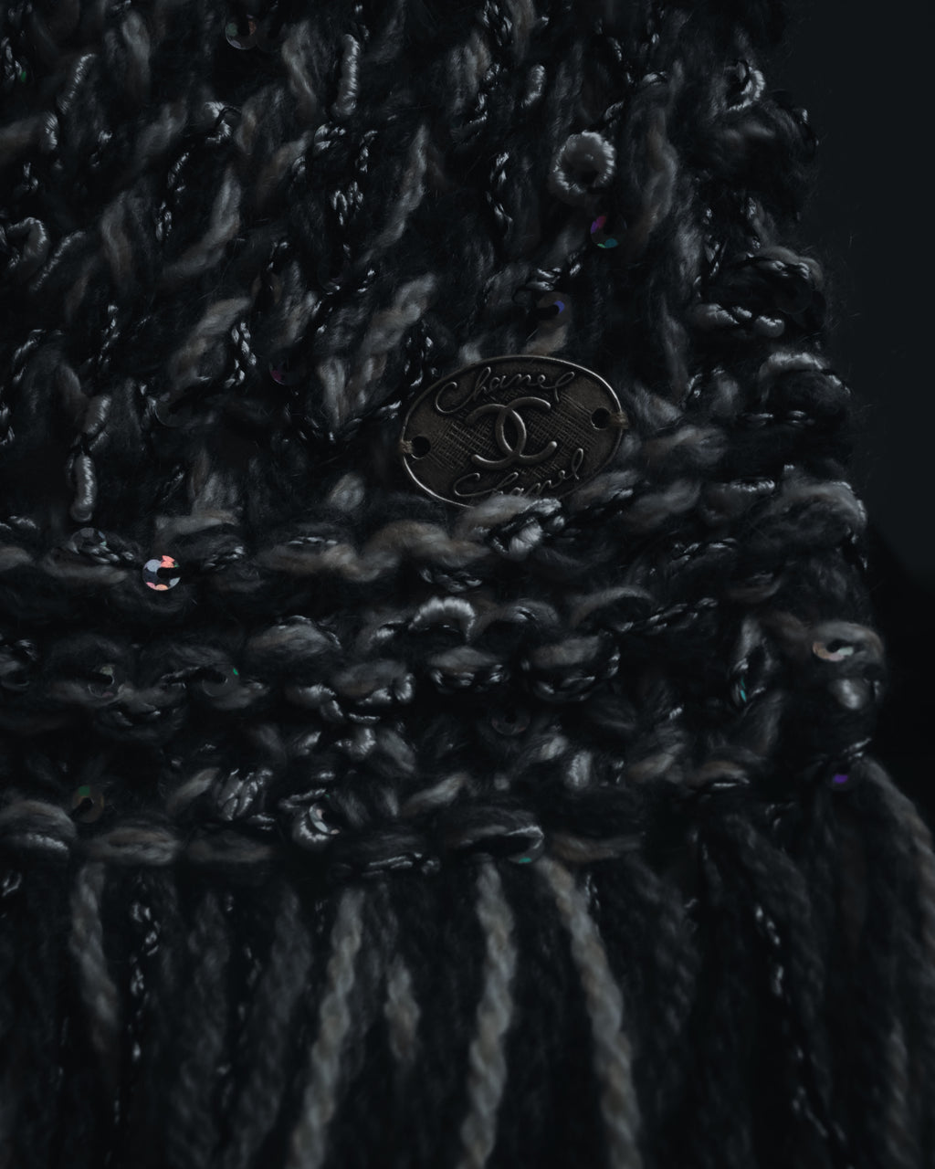 "CHANEL" 2005AW fantasy yarn embellished fringe scarf