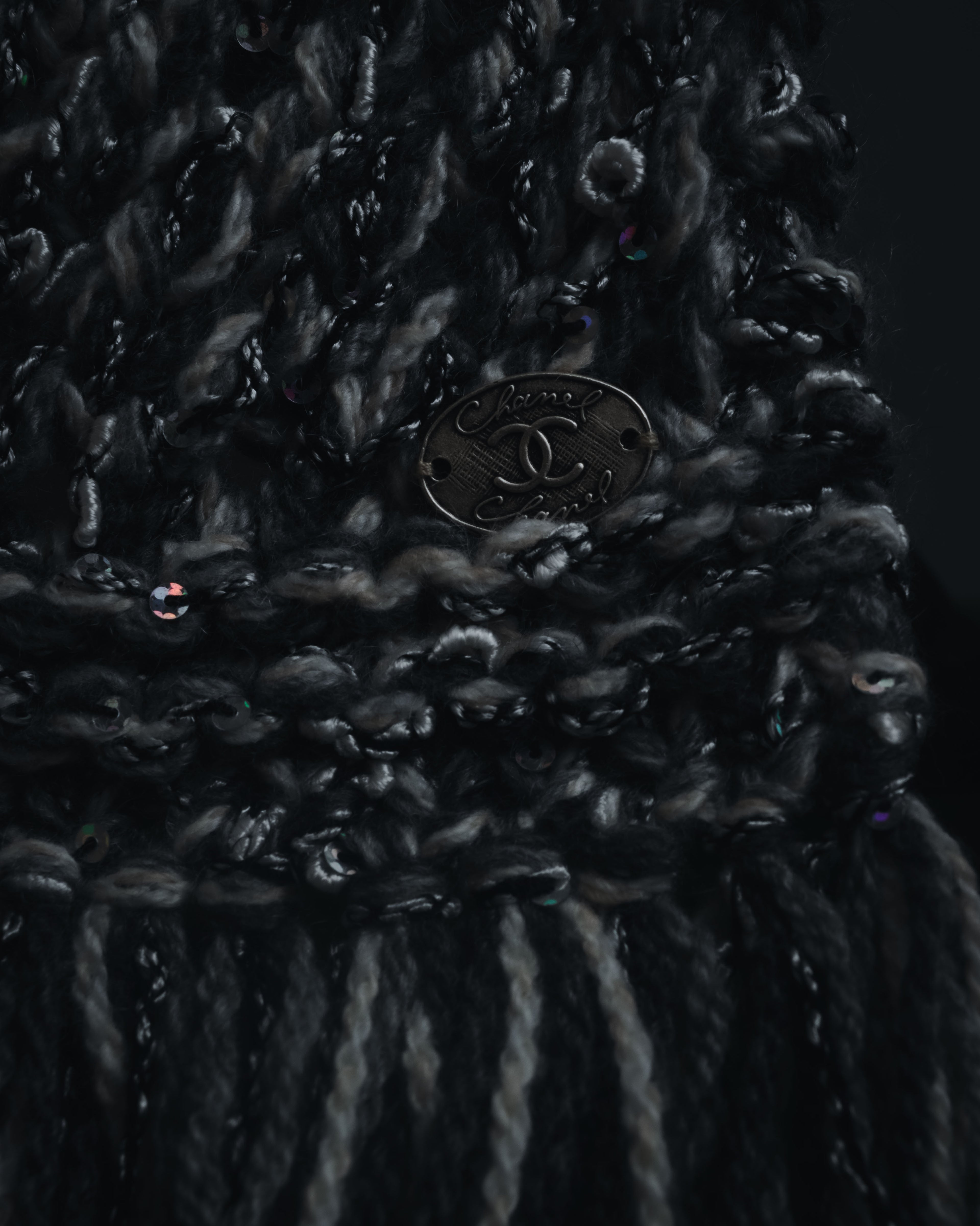 "CHANEL" 2005AW fantasy yarn embellished fringe scarf