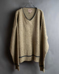 "Vintage oversized ribbed V-neck knit pullover"