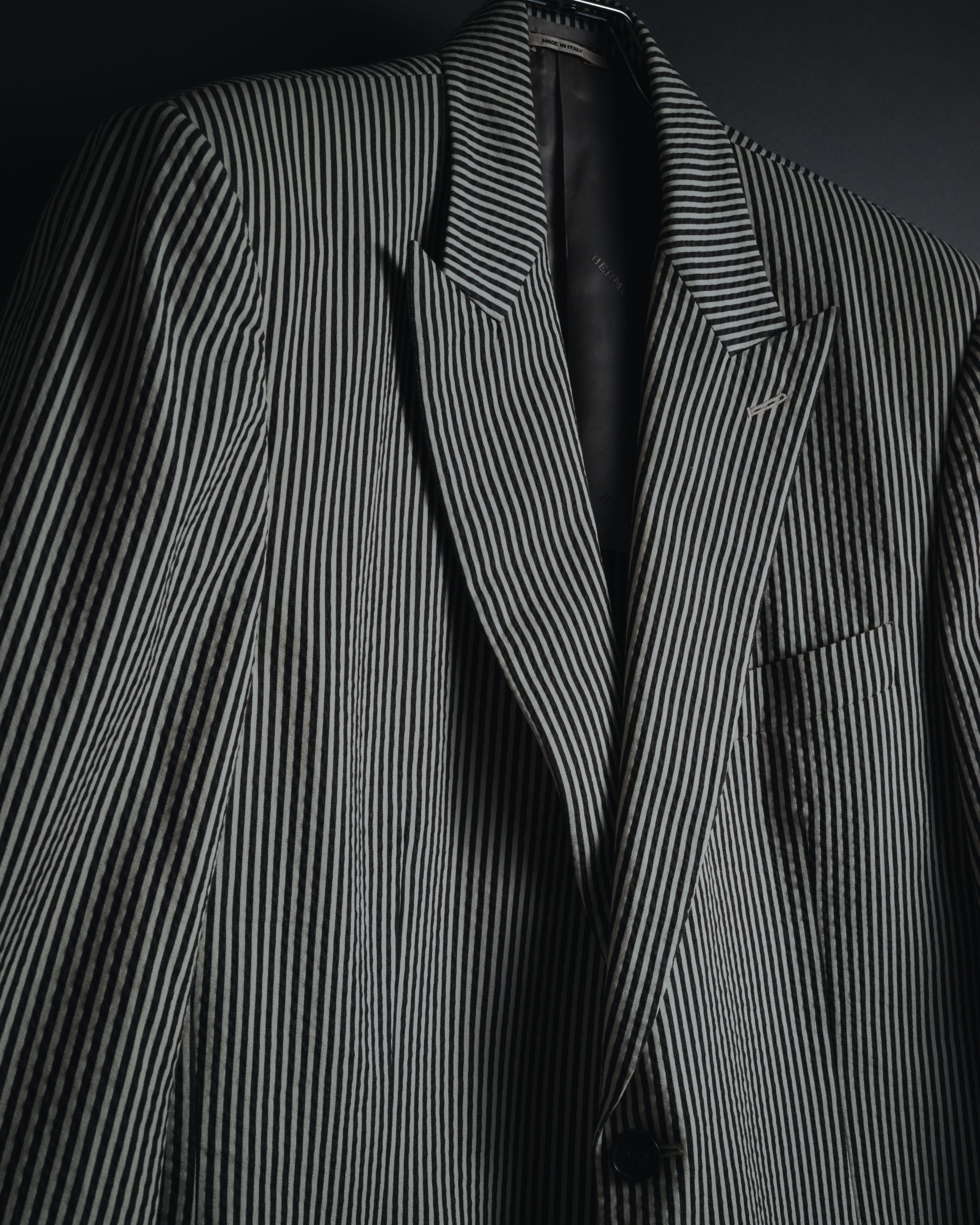 "HERMES" 00's striped stretch cotton tailored jacket