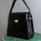 "BALLY" Trapezoid design patent leather one handle leather bag