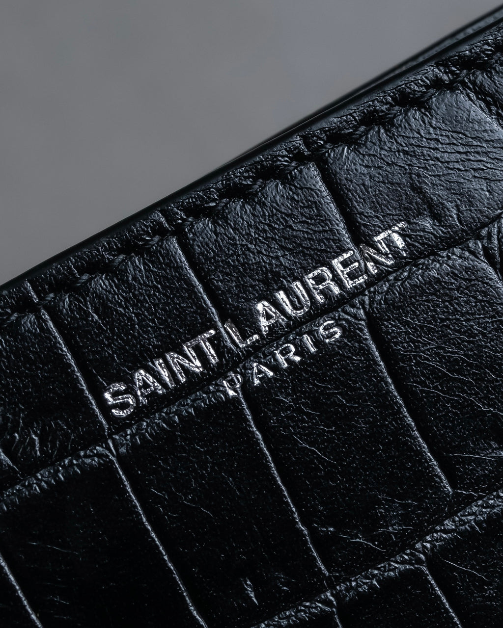 "Saint Laurent" Crocodile embossed leather bi-fold money clip