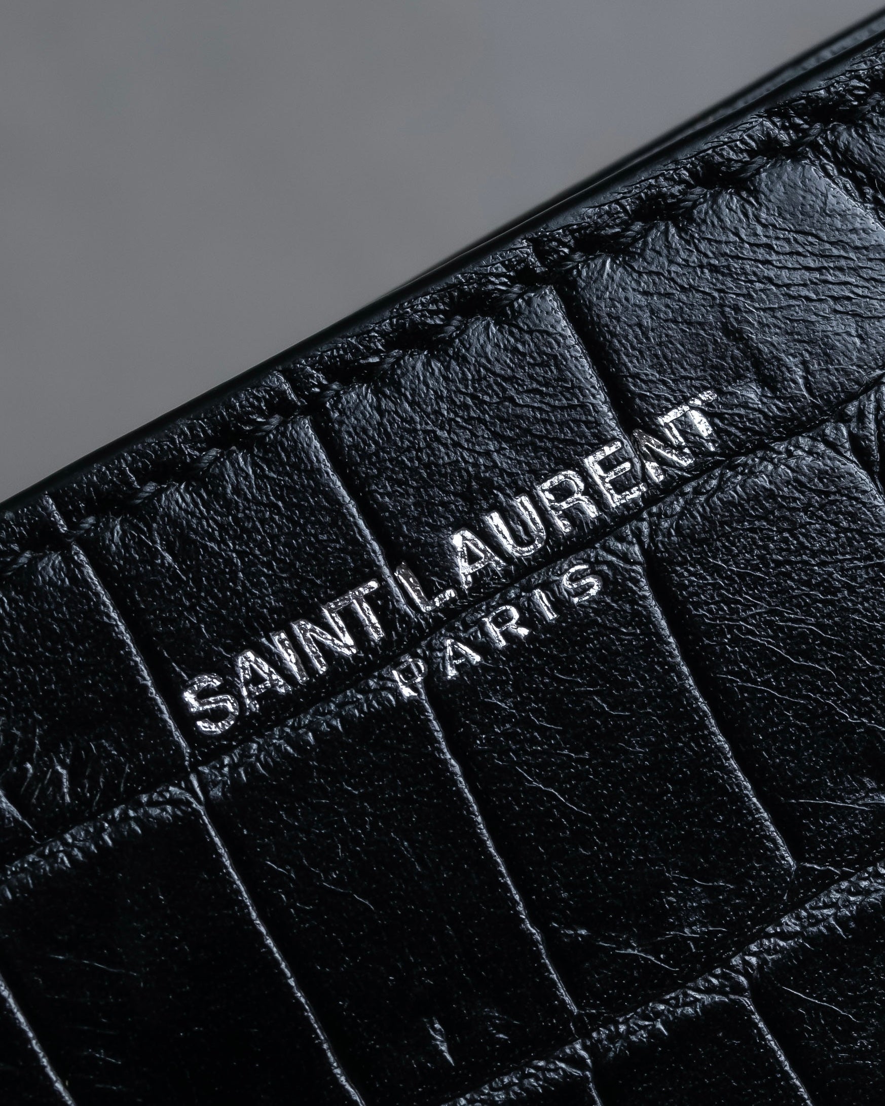 "Saint Laurent" Crocodile embossed leather bi-fold money clip