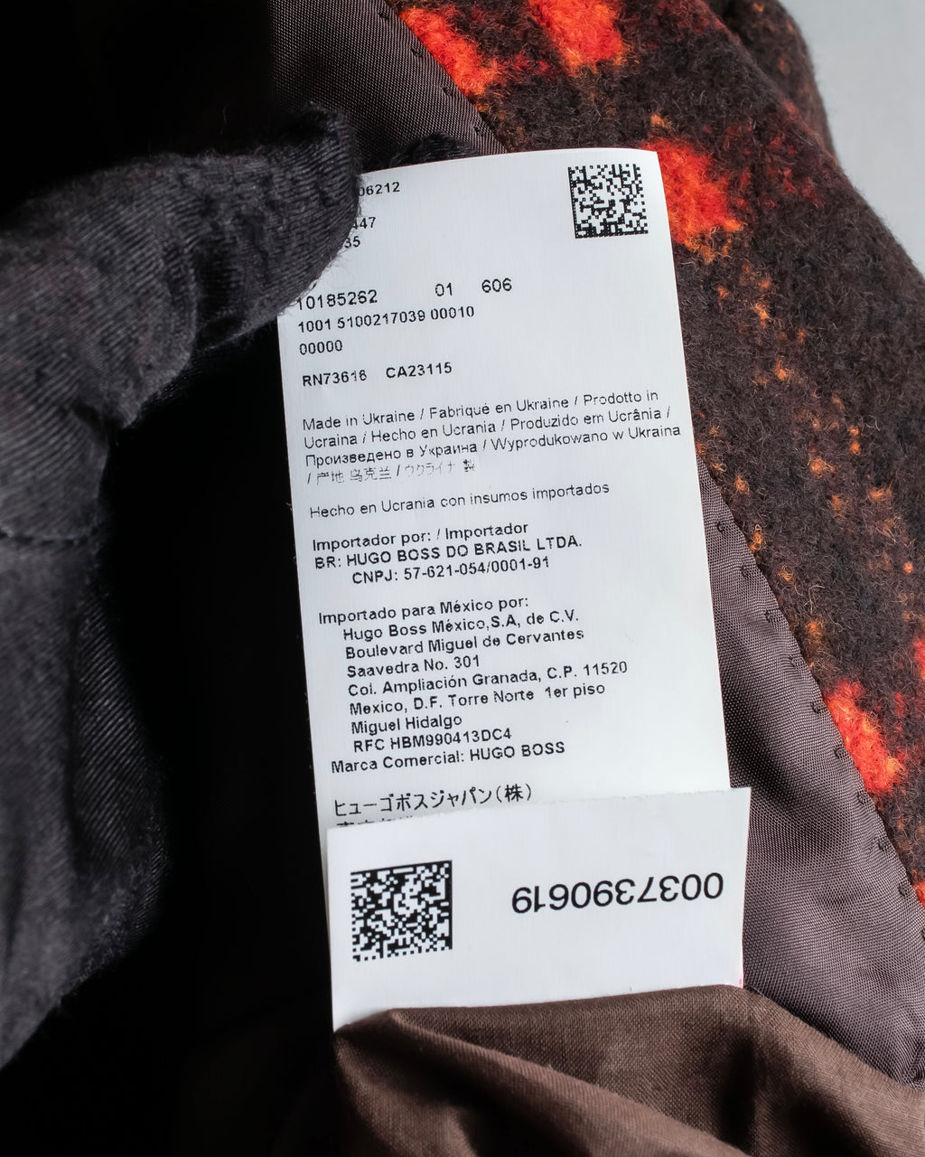 "HUGO BOSS" Plaid brushed wool tailored coat