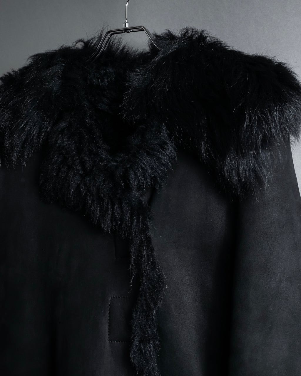 -SPECIAL- "GUCCI" 90's-00's Leather combination fur long coat