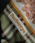 "BURBERRYS" Rose motif layered check pattern silk scarf